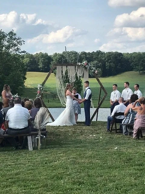 outdoor wedding with family