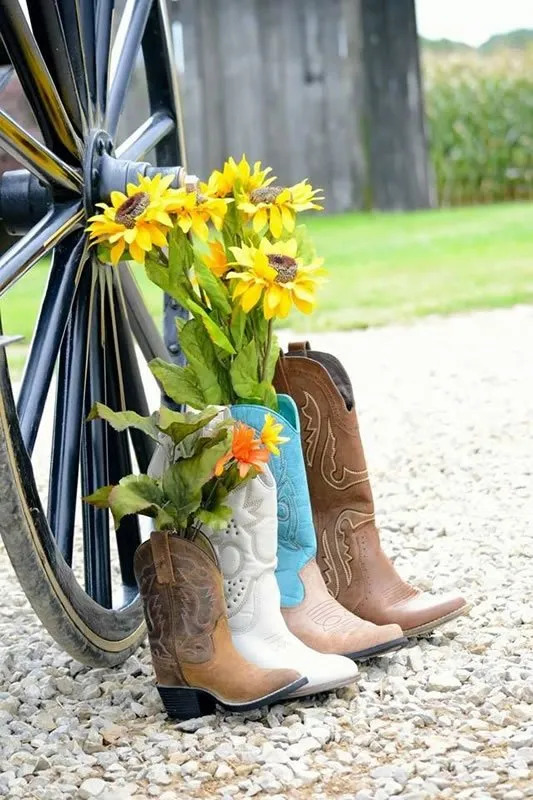 boots, flowers